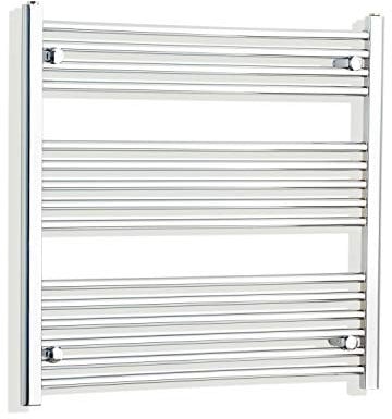 companyblue 800mm wide x 800mm high Heated Towel Rail Straight Flat Chrome Bathroom Warmer Radiator Rack Central Heating
