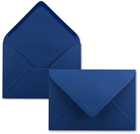 50x Brief-Umschläge Format B6 - Nachtblau - Dunkel-Blau- 12 x 17,5 cm - Nassklebung mit spitzer Klappe - 110 g/m² - Einladungs-Kuverts