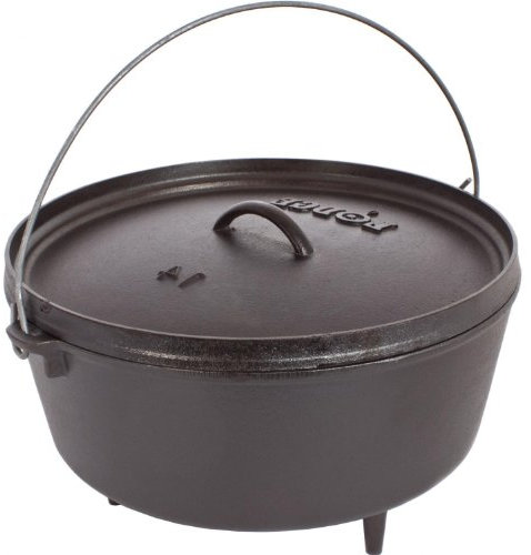 Lodge L14DCO3 Camp Dutch Oven mit Deckel, Gußeisen, Schwarz, 10 Quart