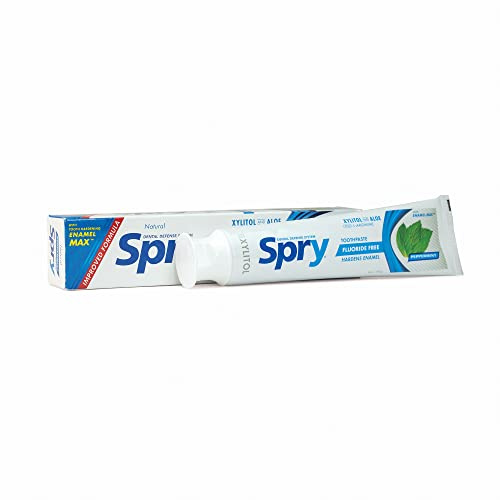 Spry Natürliche Xylitol Zahnpasta 141 g – Fluoridfrei, Sanfte Zahnaufhellung, Frischer Atem & Feuchtigkeitsspendende Mundpflege, Pfefferminze (Pack of 6)