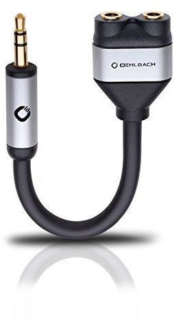Oehlbach i-Connect J-AD Mobiler Y-Adapter, 3,5 mm Klinke auf 2 x 3,5 mm Klinke - schwarz