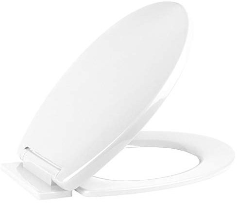 Vinsani White Oval Shaped Toilet Seat, Soft Close Toilet Seat, Fix Adjustable Hinges, WC Toilet Bathroom Plastic Loo Seat Easy Clean Scratch Resistant Soft Closing Mechanism