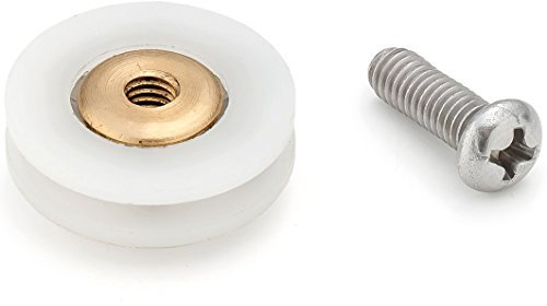 ShowerPart Shower Brass Door Rollers/Runners/Wheels Grooved LW19 Wheel Diameter 19mm Wheel Thickness 5mm Set of 8 Rollers with Screws Shower Doors Rollers 8X