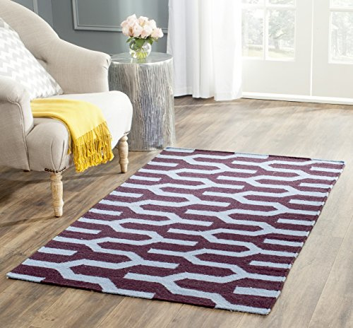 SAFAVIEH Dhurries Collection Accent Rug - 3' x 5', Purple & Blue, Handmade Flat Weave Wool, Ideal for High Traffic Areas in Entryway, Living Room, Bedroom (DHU630B)