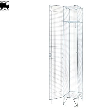 Seco 1 Door Wire Mesh Locker with 2 Compartments - Zinc Plate Finish