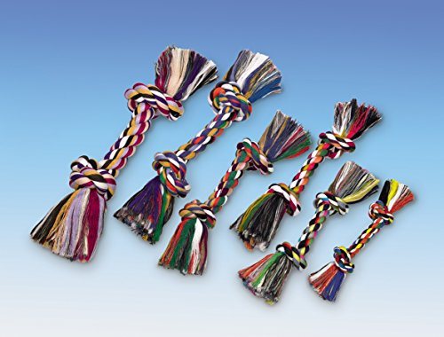 Nobby Cotton Knotted Rope Dog Toy - Multi-Coloured - 90g - 2 Knots