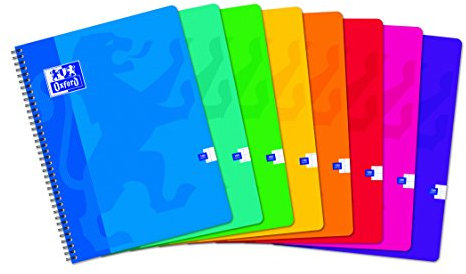 Oxford Office - Classique - 100104752 - Cahier reliure spirale avec grands carreaux - 24 x 32 cm - 180 pages - Assortis - Lot de 10