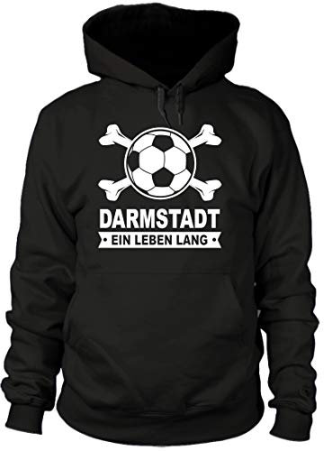 shirtloge - Darmstadt - EIN Leben Lang - Fan Kapuzenpullover - Schwarz - Größe L