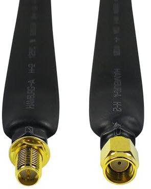 JARFT 40cm Fensterkabel, Fensterdurchführung, Flachkabel für WLAN Antenne - 50 Ohm, 0-6 GHz, RP-SMA Stecker auf RP-SMA Buchse