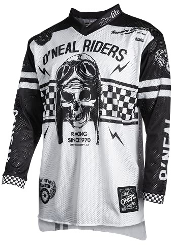 O'Neal | Jersey | Enduro Motocross | Light and Durable Materials, Laser Cut Ventilation Holes, Athletic fit | Jersey Ultra Lite | Adult | Black White | Size M, 0019-103