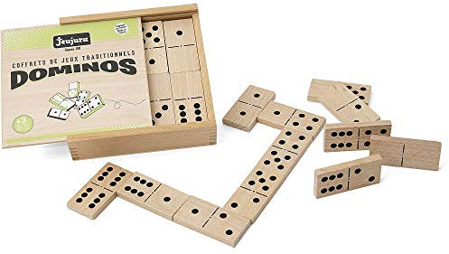 Jeujura - 8141- Jeux de Société-Jeu de Grands Dominos en Bois - Coffret en Bois