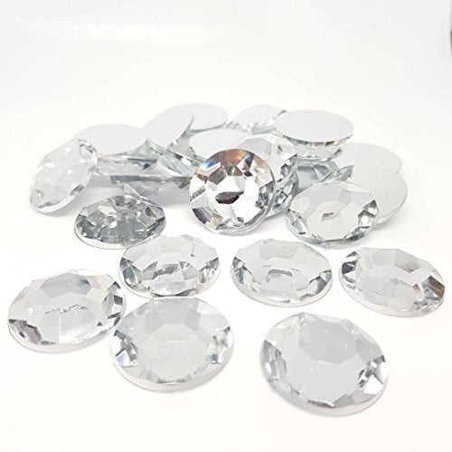MajorCrafts® 30pcs 20mm Large Round Crystal Clear Flat Back Thick & Shiny Taiwan Acrylic Rhinestones