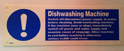 DISHWASHING MACHINE CATERING SIGN 300x100mm RIGID PLASTIC SAFETY DIY