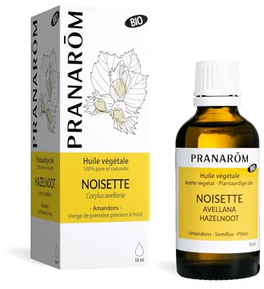 Pranarôm Huile Végétale Noisette Bio 50 ml | Texture pénétrante, idéale en massage et comme base d'aromathérapie. Riche en oméga 9 et vitamine E.