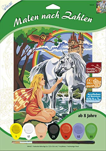 Mammut 105040 – Kit de Peinture au numéro avec Motif Animal, Licorne, créatures fantastiques, kit Complet avec modèle de coloriage imprimé au Format A4, 7 peintures acryliques et pinceaux, kit de