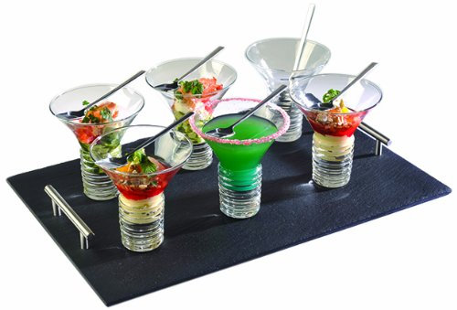 Lebrun 92LB105C1 Electro Plat de Service Entrée Dessert 13 Pièces Verre/Ardoise