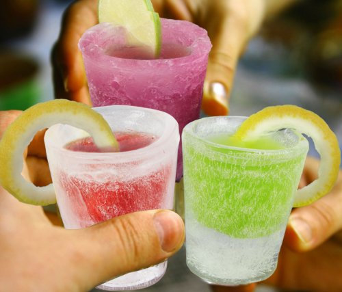 CrazyGadget 48 x Ice Shot Plastic Frozen Party Drink Glass Mould Tray Freeze Cube Maker Set