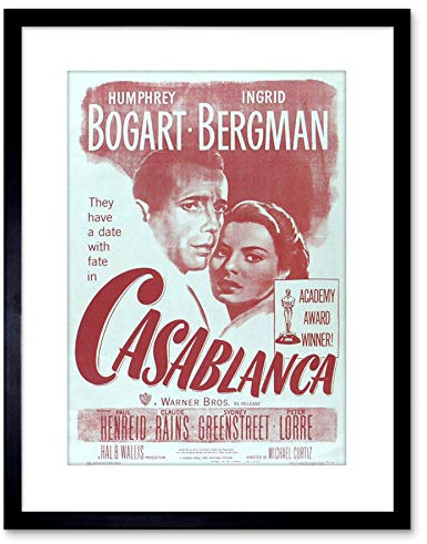 Movie Film Casablanca Bogart Bergman Classic Cult Framed Wall Art Print