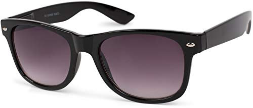 styleBREAKER Unisex Nerd Sonnenbrille mit verspiegelten oder getönten Gläsern, klassisches Retro Design 09020039, Farbe:Gestell Schwarz glanz/Glas Grau Verlauf