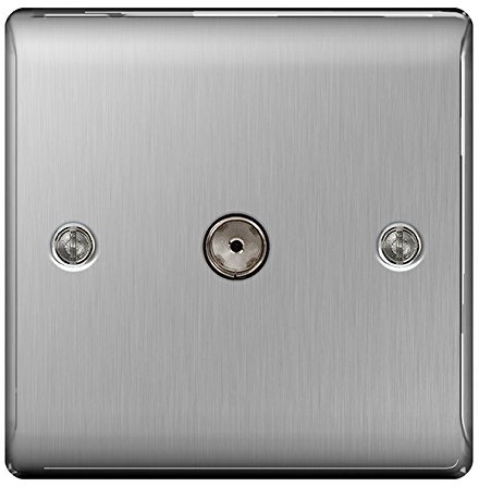 BG Nexus NBS Range Brushed Steel Switches & Sockets - Full Range of Matching Items (TV Aerial Coaxial Socket)