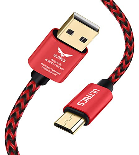 ULTRICS Micro USB Cable 1M, (2 Pack) Nylon Braided Extremely Durable Android Charger Lead, Fast Charging and Data Sync Cord Compatible with Galaxy S7 S6 Edge S5 J7 LG Nexus Nokia Xbox PS4 – Red
