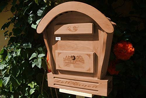 Haus HBK-RD-DUNKELBRAUN Briefkasten aus Holz in amazon dunkelbraun braun Briefkästen HolzHBK-RD Briefkasten teak Farbe Postkasten Runddach - passt auch zu vielen Vogelhäusern Vogelhaus Insektenhotel Insektenhotels Vogelhäuser aus Holz Ergänzung für Vogelhäuschen und Vogelfutterhaus Nistkasten Meisenkasten mit echt Holzschindel