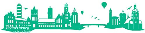 Samunshi® Wandtattoo Brandenburg an der Havel Skyline 240 x 51cm türkis