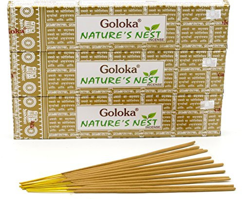 Packung Goloka Nature 's Nest Räucherstäbchen indischen, 3 packs = 36 sticks