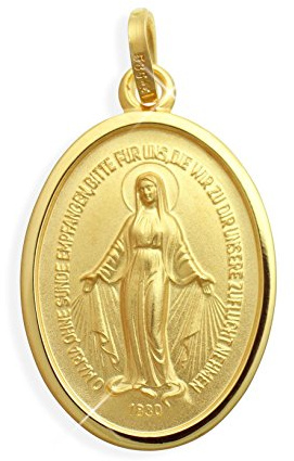 Wundertätige Madonna Immaculata Milagrosa Marienanhänger Medaille echt 14 Karat Gold 585