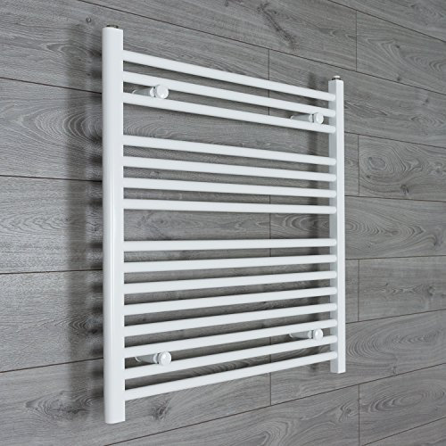companyblue 800mm wide x 800mm high Heated Towel Rail Straight Flat White Bathroom Warmer Radiator Rack Central Heating