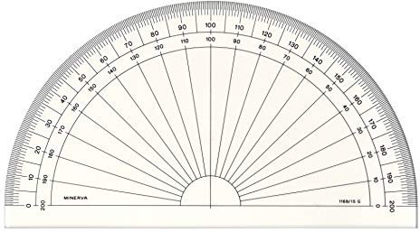 MINERVA Halbkreis Winkelmesser, Gon 200, 15 cm, transparent