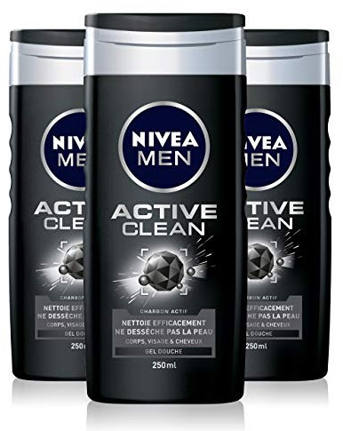 Nivea Men Duschgel Active Clean 3in1, 250 ml, 3 Stück