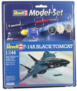 Revell Revell_64029 Modellbausatz Flugzeug 1:144 - F-14A Black Tomcat im Maßstab 1:144, Level 3, originalgetreue Nachbildung mit vielen Details, , Model Set mit Basiszubehör, 64029, Mittel