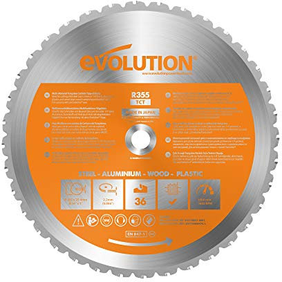 Evolution Power Tools 7–1/4-Zoll Mehrzweck Schneiden Klinge für Stahl, RAGE355Blade