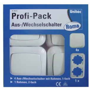 UNITEC 41797x A/W Schalterset Roma 4 x A/W, 1 x 2-er Rahmen Set 1