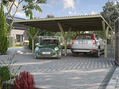 weka Y-Doppelcarport, mit Stahldach, Pfosten12x12 cm, Schneelast 125 kp