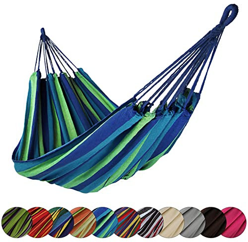 BB Sport Tuch Hängematte 200 x 140 cm max. Belastbarkeit 200 kg Tragetasche 1-2 Personen Camping Garten Balkon Terasse Wetterfest, Farbe:Mauritius