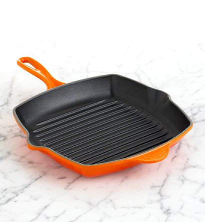 Le Creuset Enameled Cast-Iron 10-1/4-Inch Square Skillet Grill, Dijon