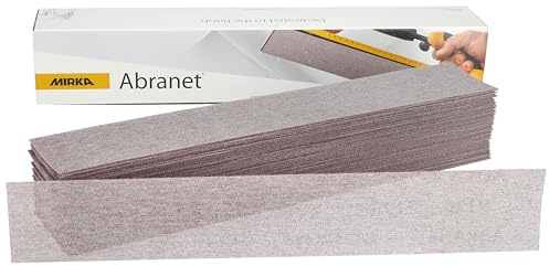 Mirka Schleifstreifen Abranet 70x420 mm Klett Korn P120 50 Stück | Optimale Staubabsaugung durch Netzstruktur ideal für Holz Spachtel Lack Kunststoff Schleifen hoher Abtrag langlebig