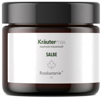 Kräutermax Rosskastanie Salbe Gel, Hochdosiert, mit Extrakten aus Roßkastanie, Latschenkiefer, für Beine Kühlend 100 ml