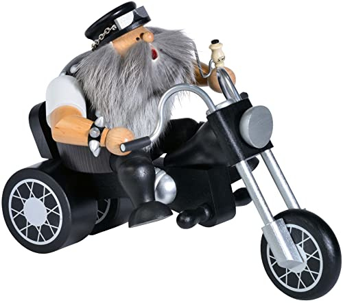 KWO Olbernhau 21492 Räuchermännchen Easy Rider, 15 cm