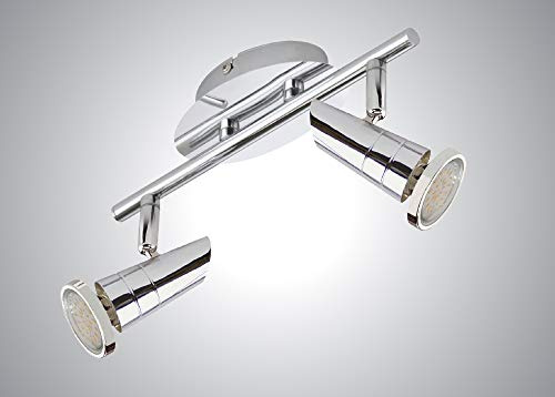 Trango 2-flammig 2001-028-5W LED Deckenleuchte *MAX* inkl. 2x 5 Watt GU10 LED Leuchtmittel in Chrom-Optik I Deckenlampe I Deckenstrahler I Deckenspots I Wohnzimmer Lampe schwenkbar und drehbar
