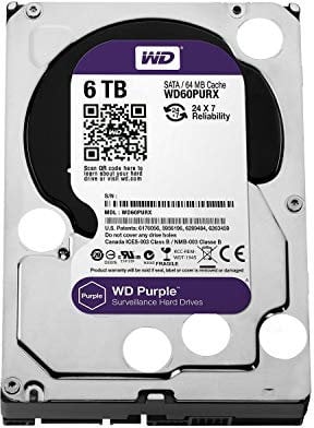 Western Digital Purple Western Digital60PURX HDD, 6 TB, Nero