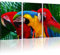 Kunstlab Bilder Ara Papageien Rot Geld Blau Leinwandbild Tiere Bild auf Leinwand Vogel Wandbild - 165x100 cm 3-Teilig
