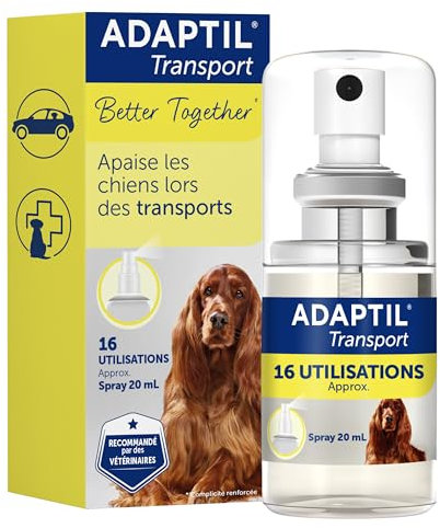 ADAPTIL Transport Spray 20ml - Anti-Stress pour Chien, Voyage, Education, Dressage