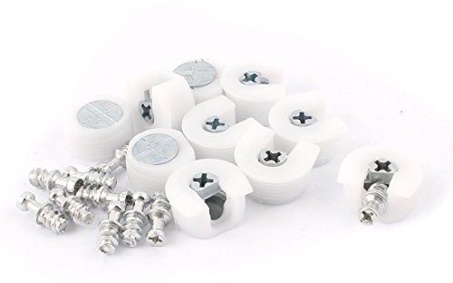 Sourcingmap U Shape Plastic Screw in Shelf Support Pin Peg Supporter White with Screw Slot Buckle 10pcs