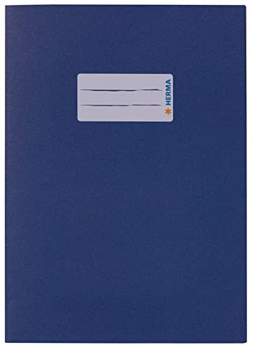 HERMA 5503 Heftumschlag A5 Papier Blau, Hefthülle mit Beschriftungsfeld aus extrem kräftigen Papier & satten Farben, Heftschoner für Schulhefte, farbig