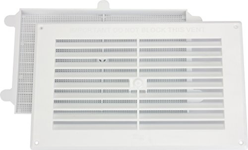 Map White Louvre Vent 9x6 with Detachable Flyscreen Plastic Air Vent | 229 x 152mm Grille for Walls & Furniture Ventilition Cover