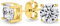 Boucles D'Oreilles En Argent Sterling Plaqué Or Jaune Avec Zircon Cubique Coupe Ronde Brillante Solitaire AAA Design Simple Pour Femmes Et Hommes