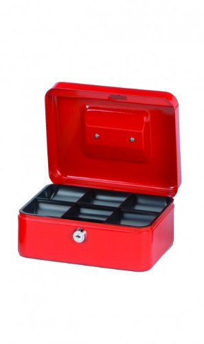 Geldkassette Faxland in Rot, 20 x 17 x 9 cm mit Münzgeldeinsatz, Rot